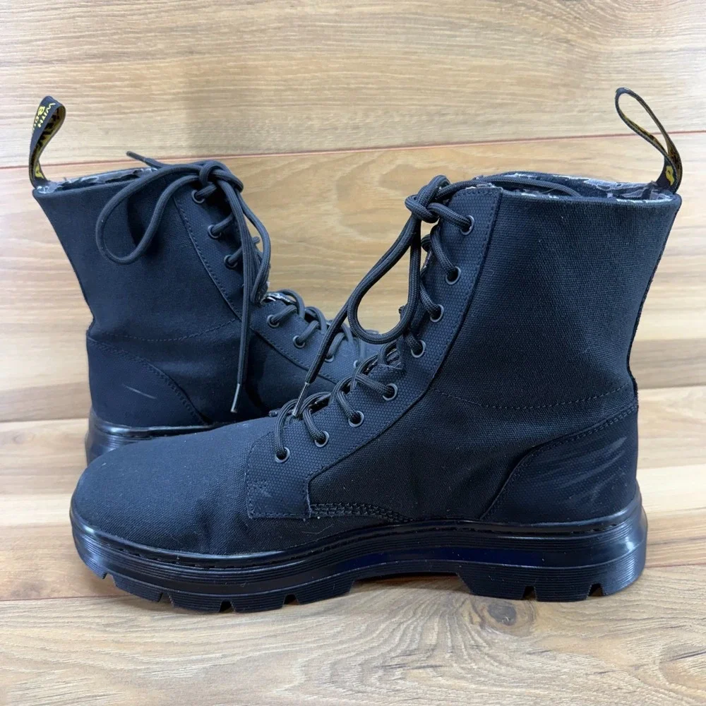 Dr Martens Combs II Chunky Lug Boot Mens 12 Black Canvas Lace Up Modern Punk Y2K